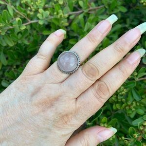 Vintage Sterling Silver and Rose Quartz Ring